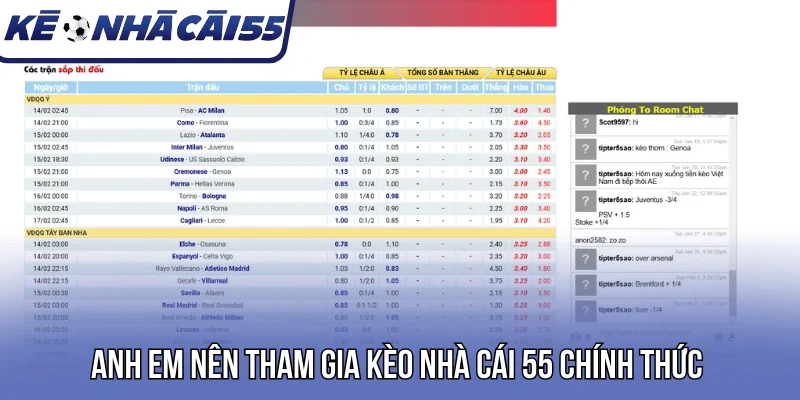 Anh em nên tham gia kèo nhà cái 55 chính thức 