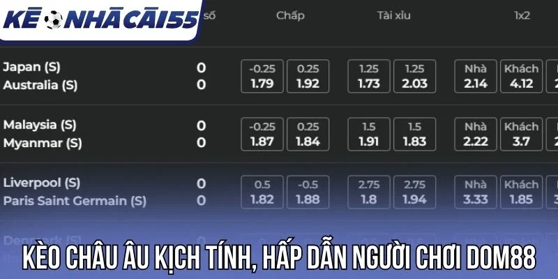 Kèo châu Âu kịch tính, hấp dẫn người chơi dom88