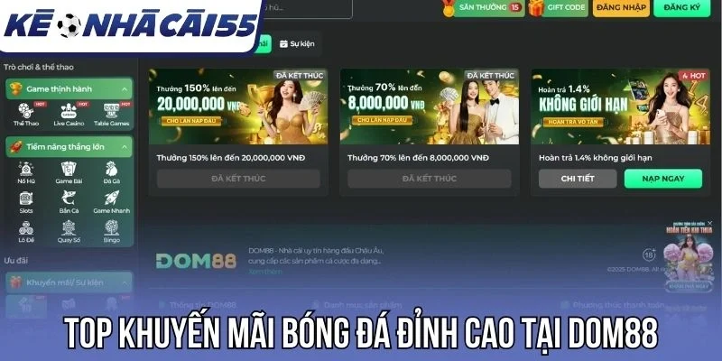 Top khuyến mãi bóng đá đỉnh cao tại dom88