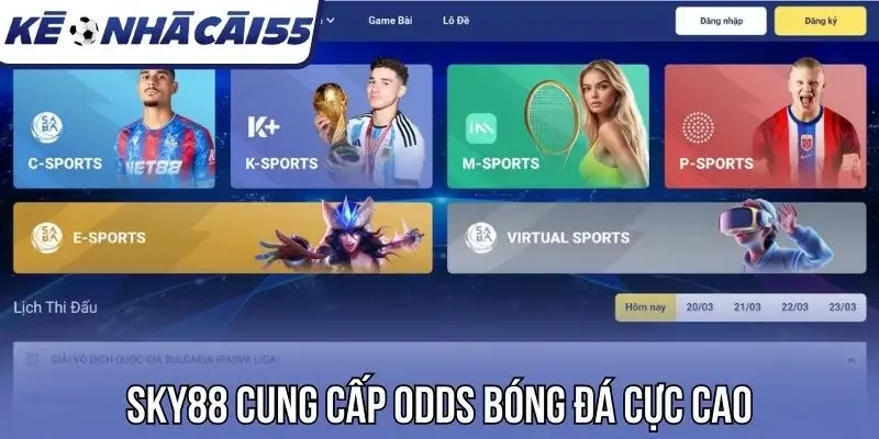Sky88 cung cấp odds bóng đá cực cao