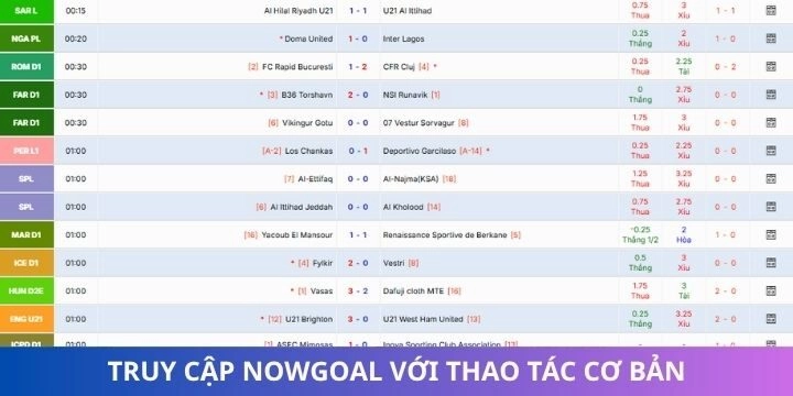 Cách truy cập đến các dịch vụ nowgoal chi tiết nhất